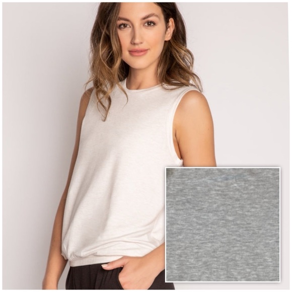 NWOT P.J. Salvage Jammie Essentials Tank Sleeveless Pajama Top Heather Grey M - Picture 1 of 8